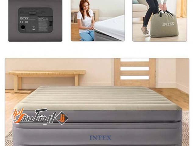 آشنایی با تخت بادی دو نفره اینتکس با الیاف ابریشمی 64164