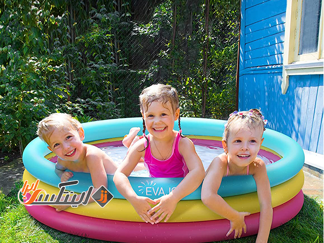 استفاده دست جمعی از استخر بادی