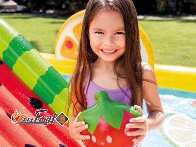 معرفی استخر بادی سرسره دار طرح میوه intex 57158