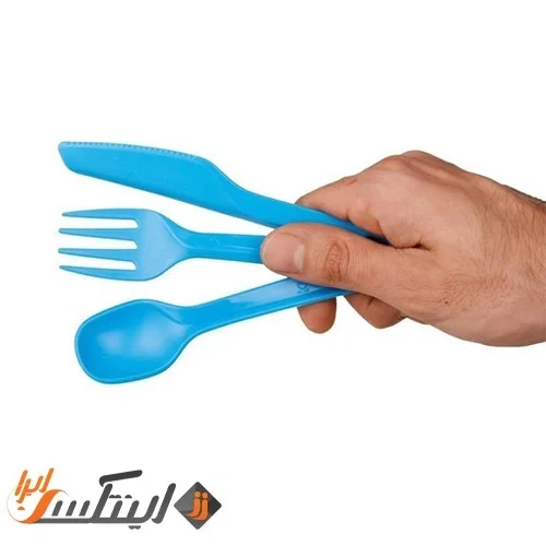 ست قاشق چنگال و کارد بزرگ لایف کمپ سه تکه آبی