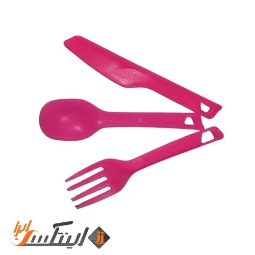 ست قاشق چنگال و کارد بزرگ لایف کمپ سه تکه سرخابی
