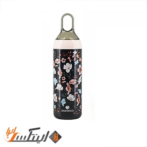 بطری دوجداره مشکی 500 میلی لیتر سانتکو مدل Yoga طرح گلدار