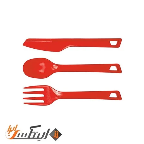 ست قاشق چنگال و کارد بزرگ لایف کمپ سه تکه قرمز