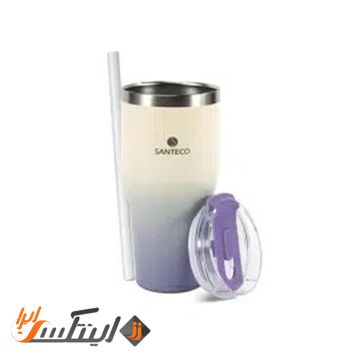 ماگ دو جداره سانتکو 590 ml  رنگ کرم و بنفش مدل ESCAPE