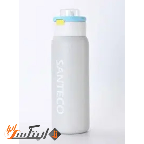 بطری دوجداره ورزشی سانتکو 750ml رنگ طوسی با در آبی مدل GEMINI