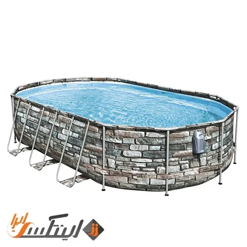 استخر پیش ساخته بیضی 6 متری بست وی طرح سنگ