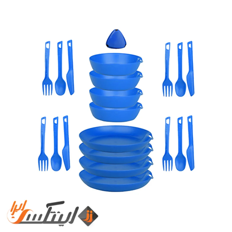 ست ظروف سفری چهار نفره لایف کمپ 21 تکه آبی کاربنی